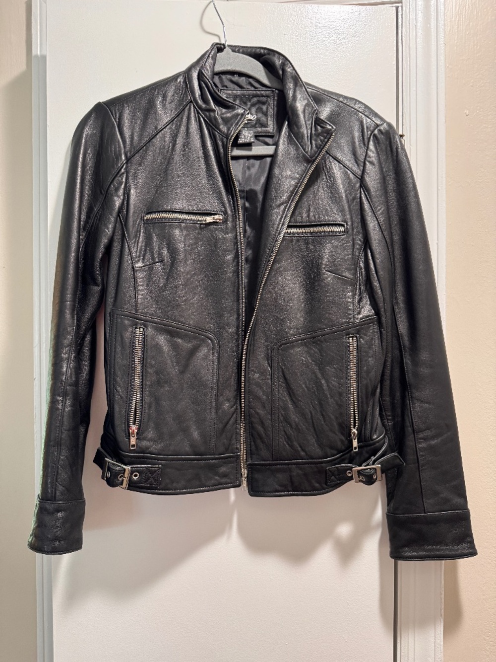 Mossimo 100% Genuine Leather Moto Biker Jacket Black S